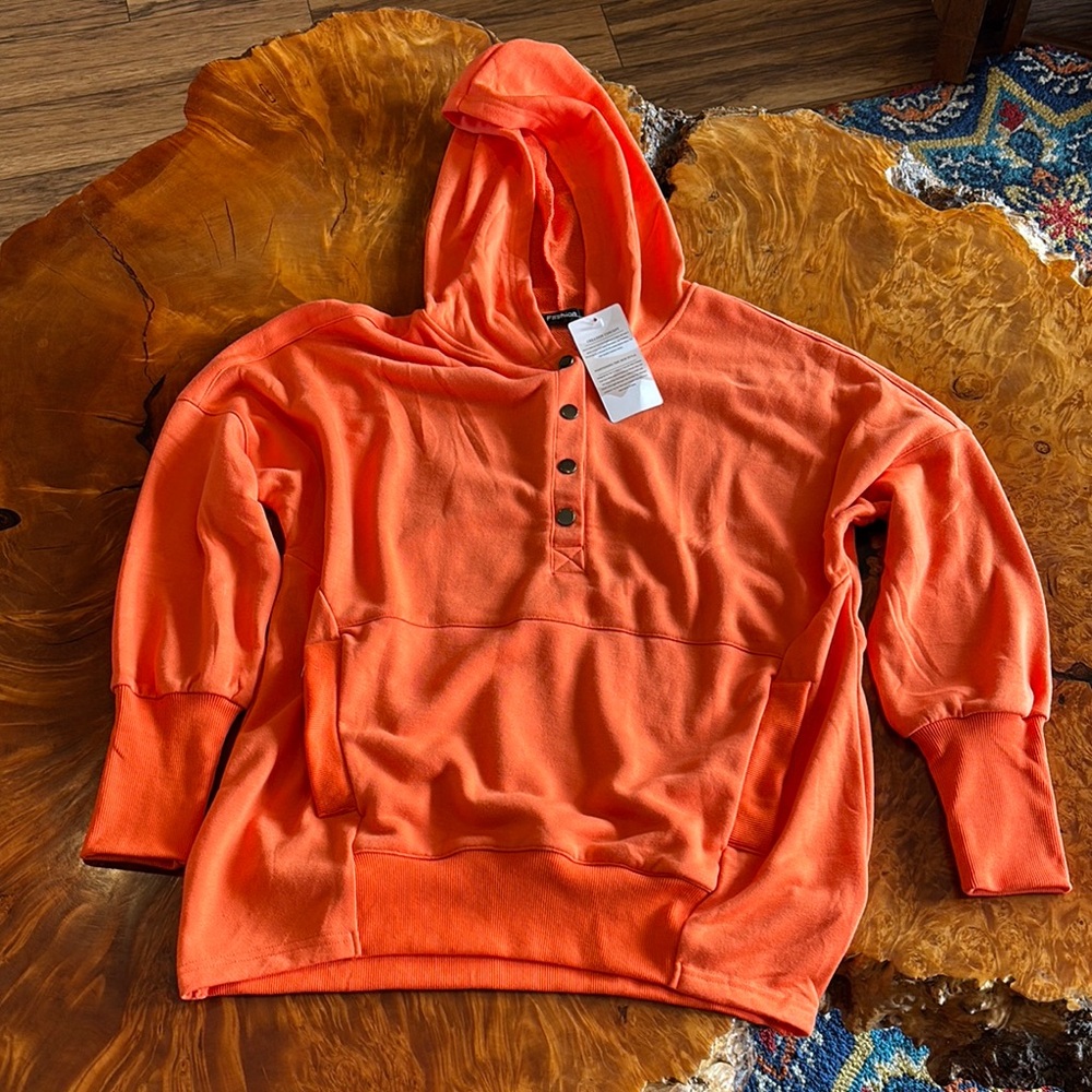 Fashion Bright Orange Hooded Sweatshirt NWT Size Small